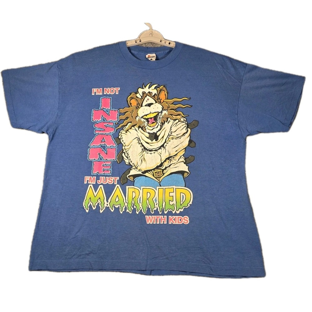 Vintage Married With Kids T-Shirt Mens XL Blue Funny Graphic 90s Made In USA